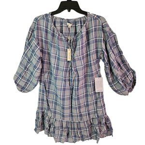 Max Studio Women's Size Small Plaid Ruffle Hem Baby Doll Mini Dress NEW